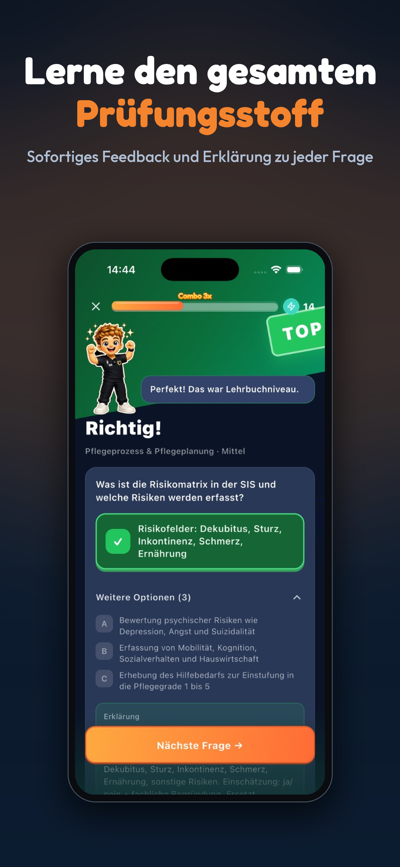 CuraQuiz Frage mit Erklärung